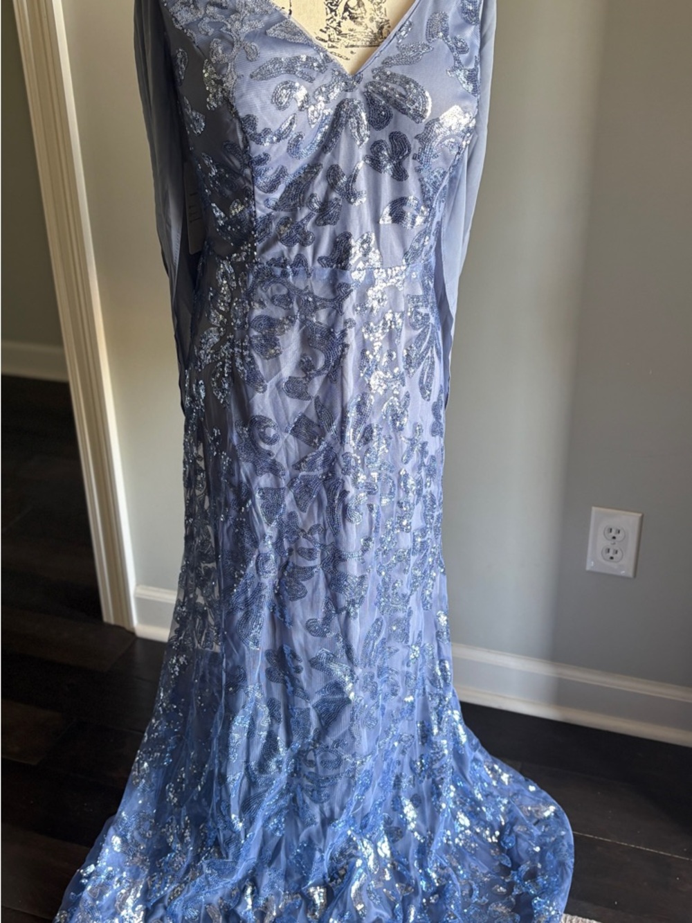 Lavender Sequined Evening Gown
